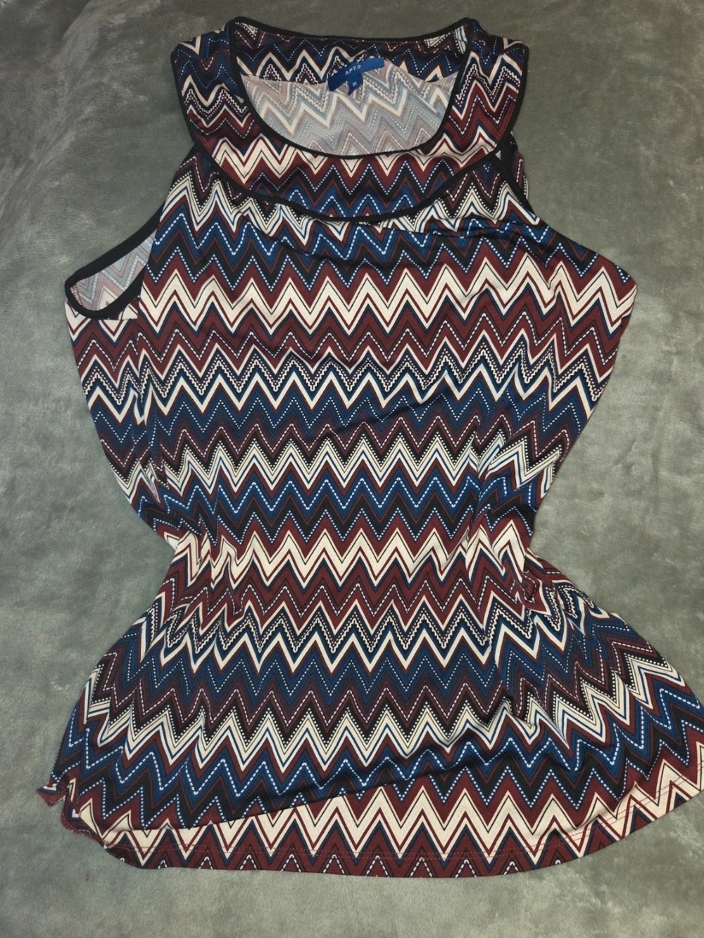 Apt. 9 Chevron Tank Top in Navy, Maroon & Cream